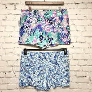 Lilly Pulitzer 2pc Lot Floral Tropical Side Zip Stretch Front Pockets Sz 8